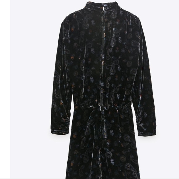 ZARA PAISLEY PRINT VELVET DRESS - Picture 5 of 10